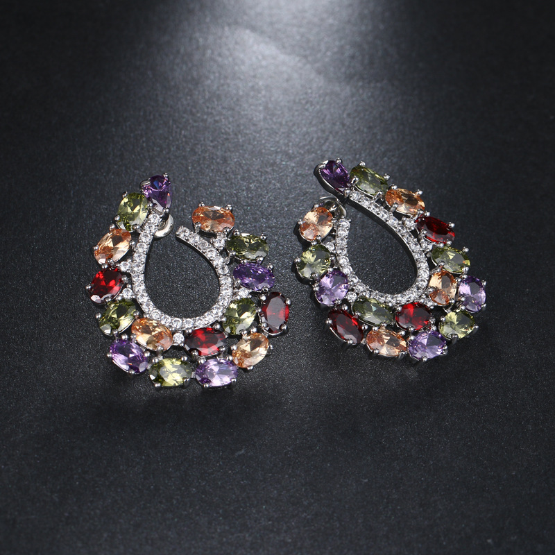 Colorful zircon earrings women earrings copper micro-set zircon luxury jewelry