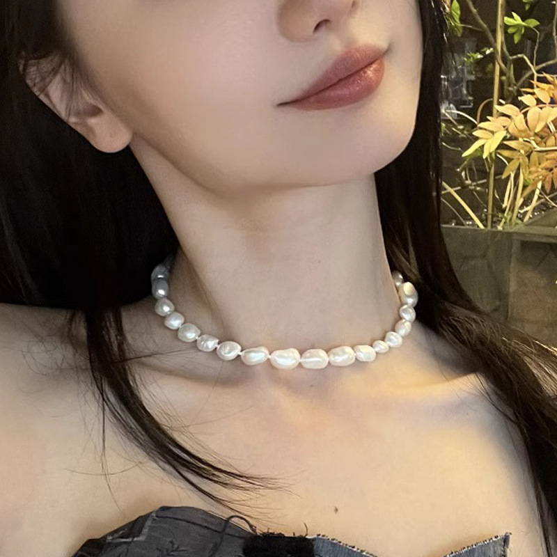 Natural baroque large colorful irregular freshwater pearl necklace elegant love clasp锁骨链 women