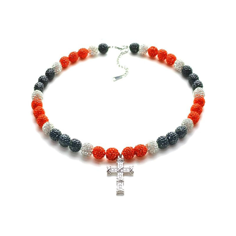 New Cross Colorful Diamond Ball Necklace Hip Hop Style Clay Necklace