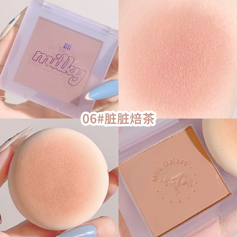 Makeup XIXI Milk Galaxy Soft Mist Blush Female Student Fair Price Gills Blue Gills Purple Matte Bean Sands Milk Tea Blush Plate