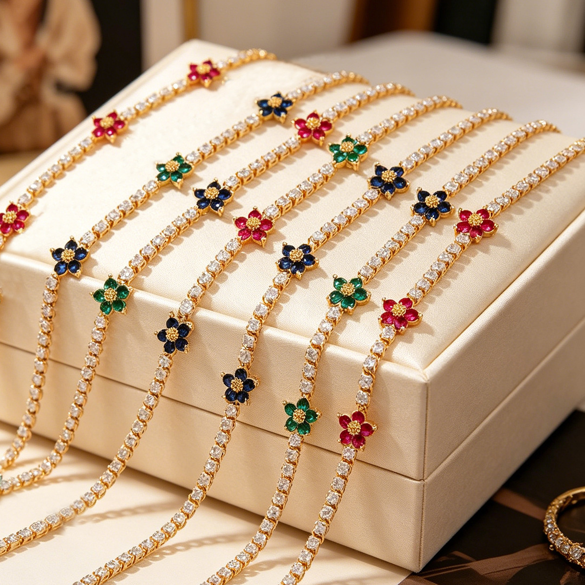 Colorful zircon bracelet women flower design niche bracelet micro-set exquisite