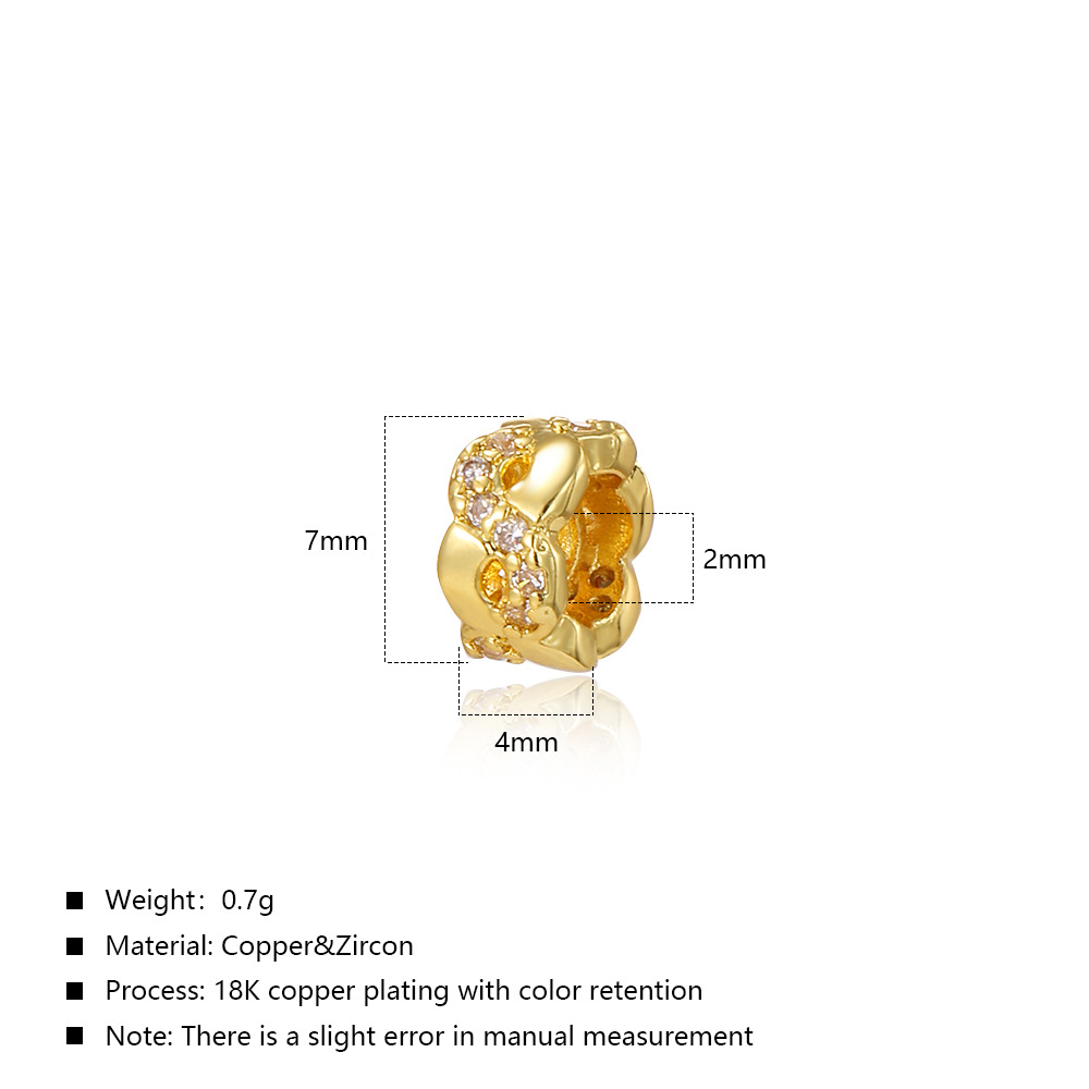 Copper plated 18K spacer beads, bracelet necklace beads, pearl crystal piercing beads loose beads DIY jewelry accessories