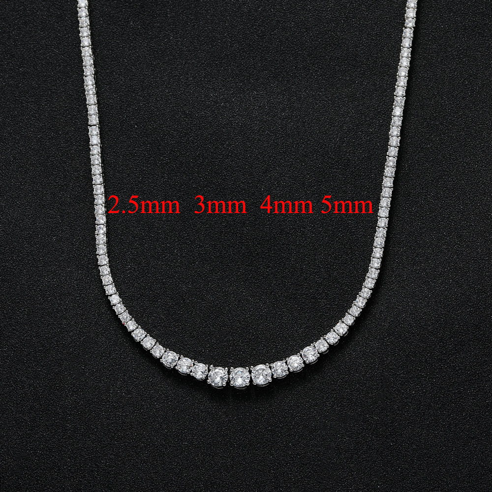Gradual size zircon tennis necklace new chain hip-hop multi-size men's women's neck accessory