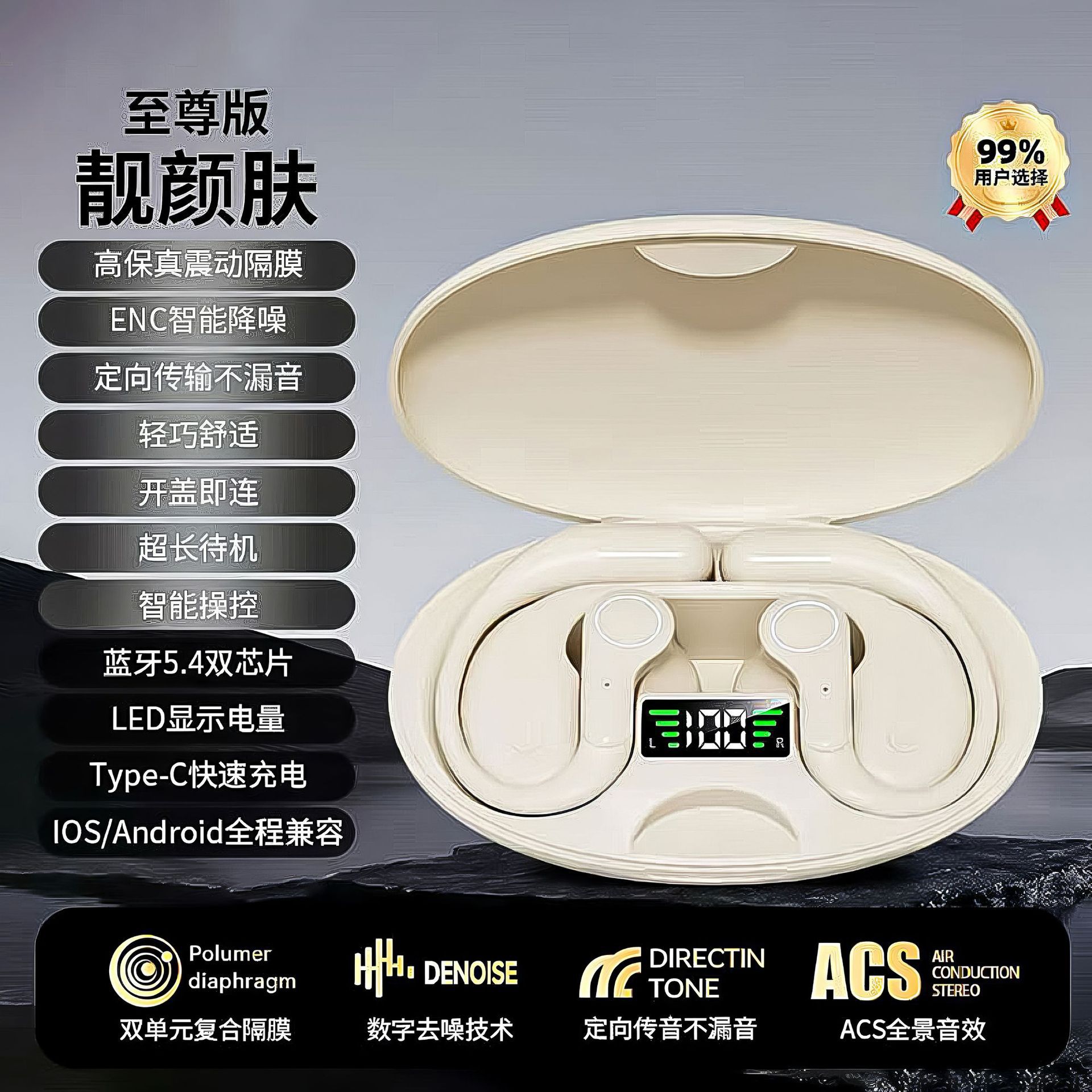 Wireless Bluetooth Earphones Over-ear Ultra-long Battery Life Translation Earphones Comfortable Fit Heavy Bass Stereo