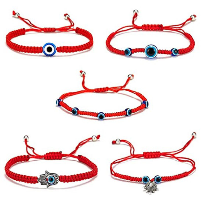 Handwoven Adjustable Evil Eye Red Rope Bracelet Turkish Eye Handmade