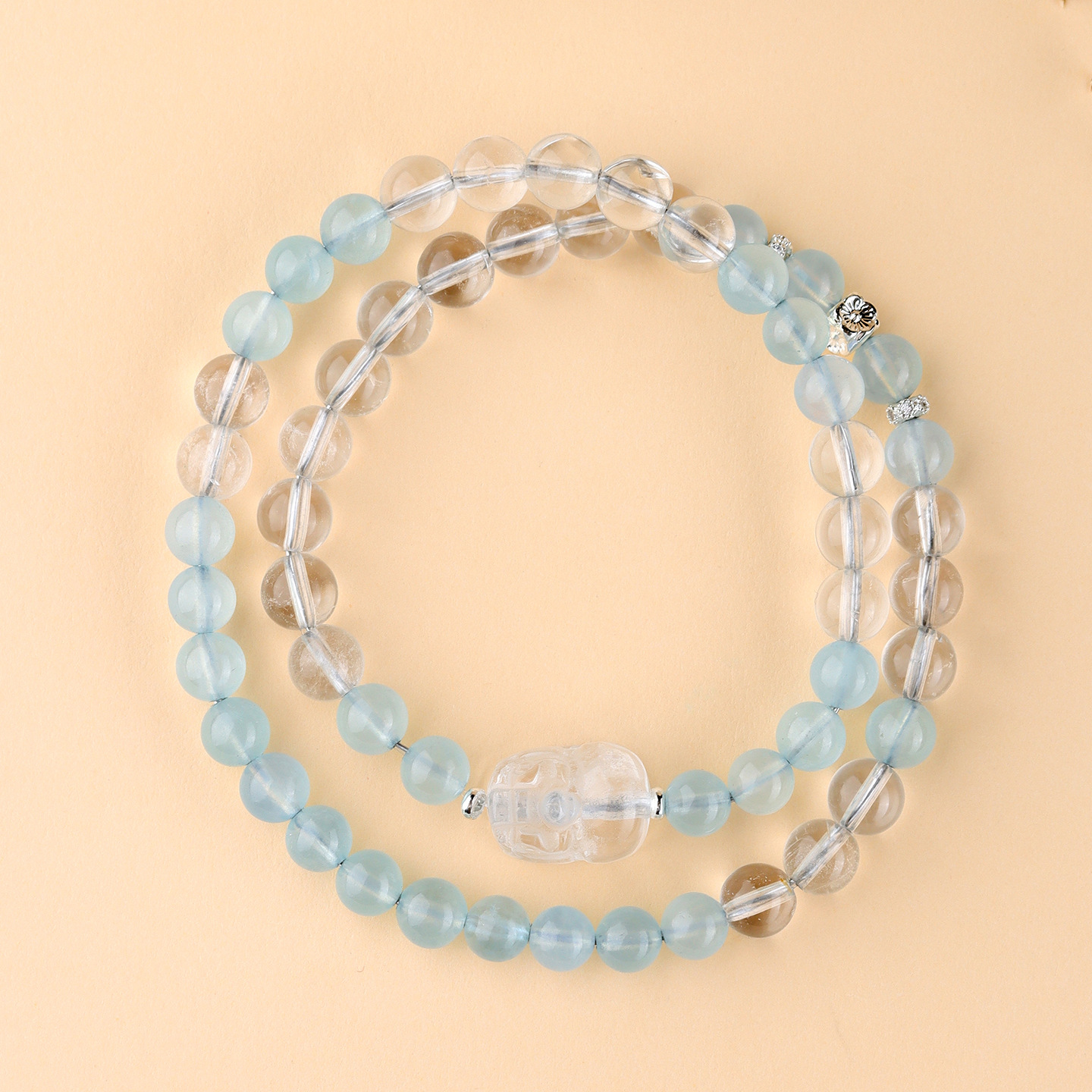 Natural White Crystal Aquamarine Round Bead Bracelet Women Fresh Bracelet Network Jewelry Custom