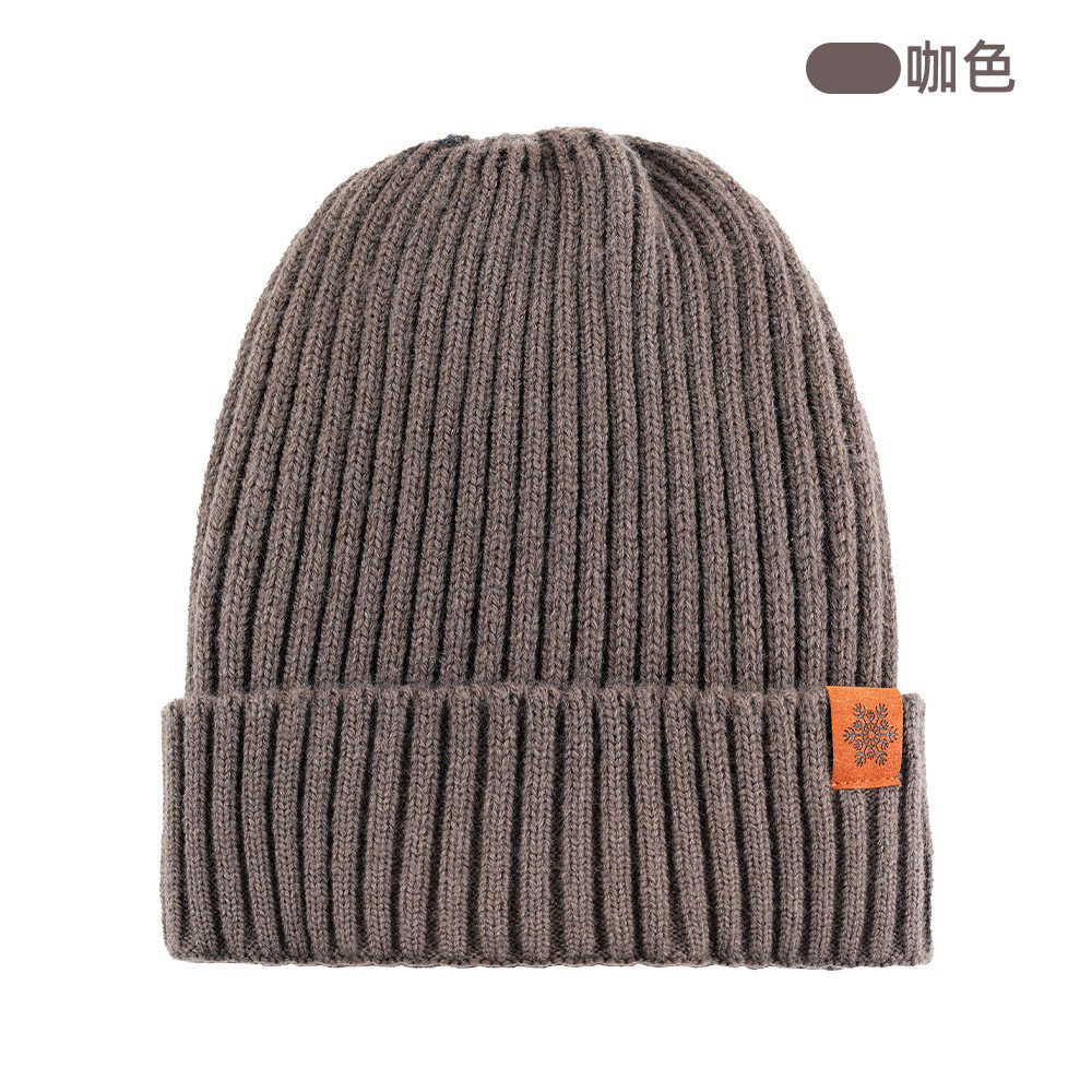 Knitted Hat Autumn Winter Men's Double-Layer Fleece-Lined Thick Wool Hat Warm Outdoor Cold-Proof Beanie