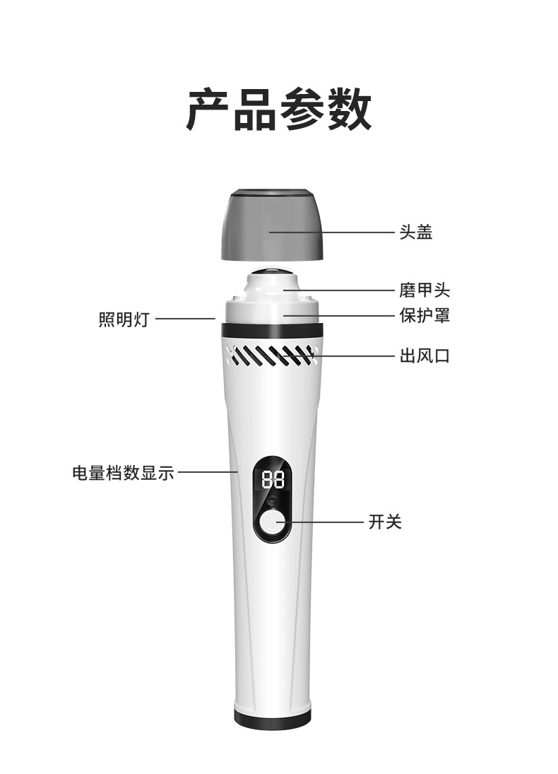 Home Special Pet Nail Grinder Cat Dog Nail Clipper USB Charging Vacuum Nail Grinder LED Light Electric Nail Trimmer