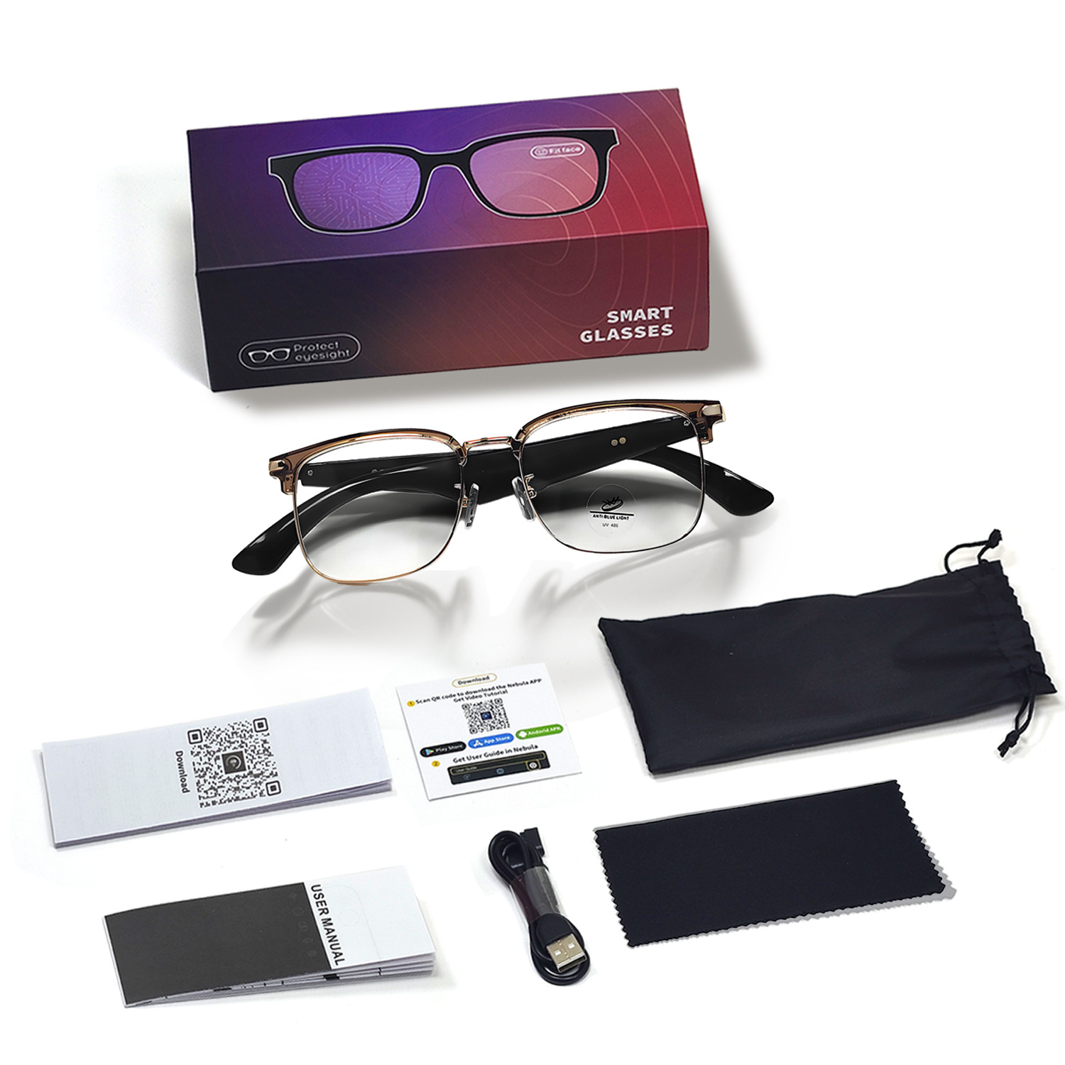 New AI Smart Translation Bluetooth Glasses GY600 Global Multi Language Real Time Simultaneous Translation Glasses