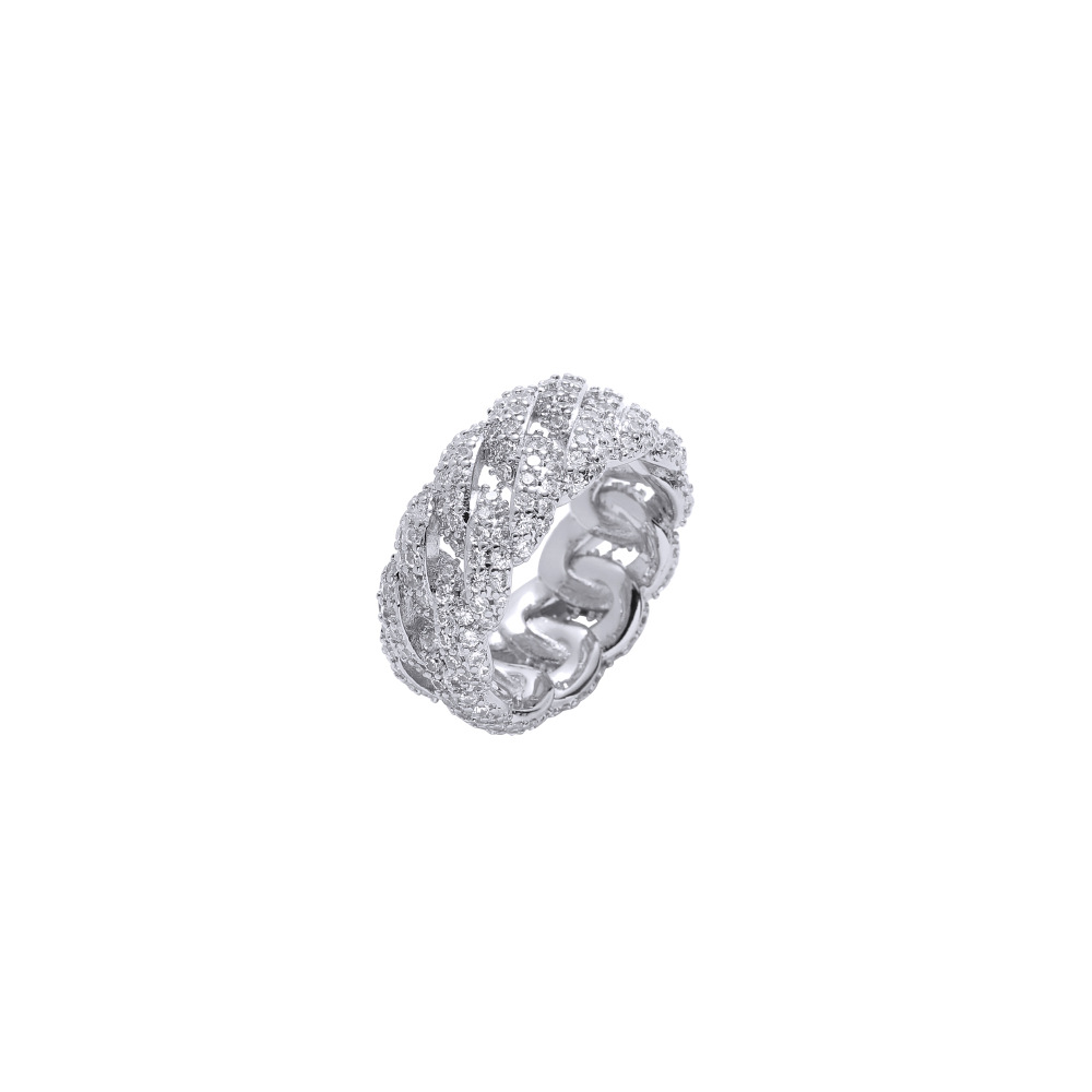 Hip-hop Cuban ring men's full zircon women's couple ring hip-hop Cuban ring