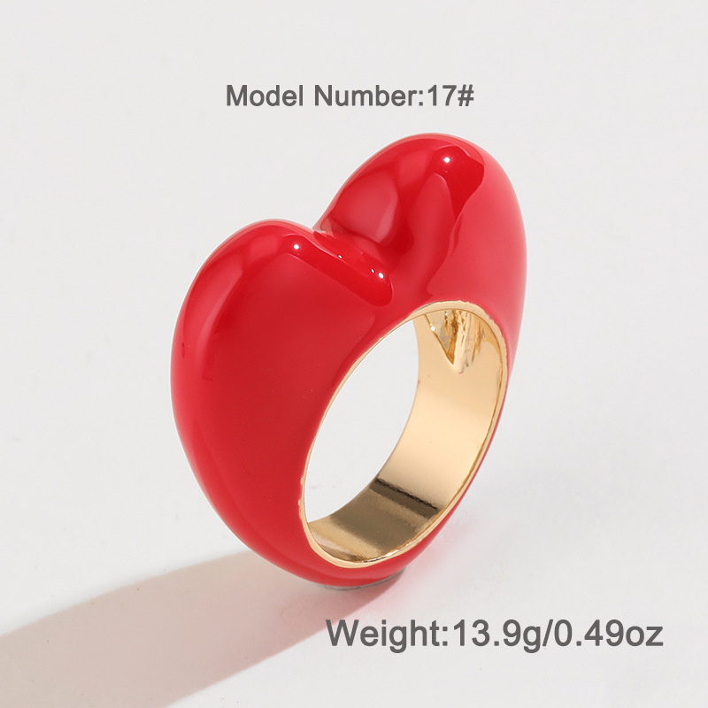 Kenjie Valentine's Day heart-shaped enamel ring original design colorful three-dimensional enamel ring