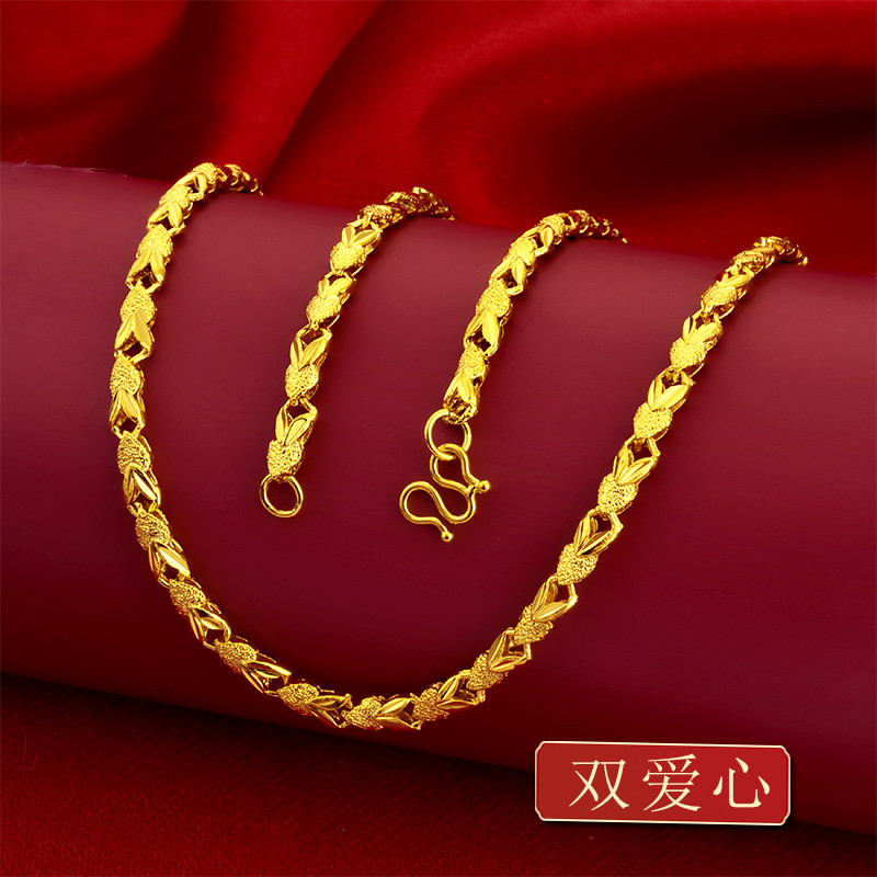 Vietnam sand gold four-leaf clover necklace women imitation gold stall jewelry gold-plated inverted mold chain