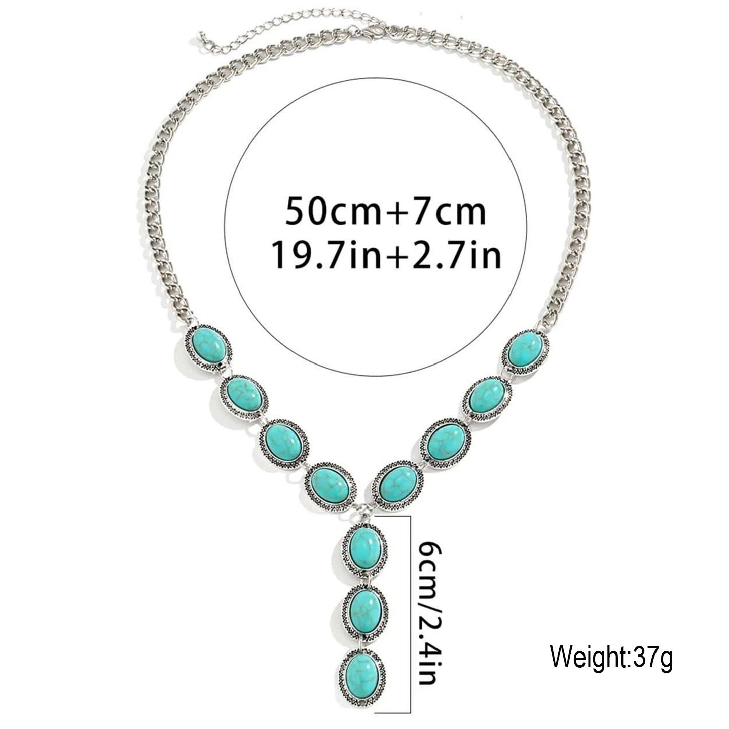Accessories Ethnic Style Turquoise Necklace for Women Niche Punk Metal Chain Choker Necklace