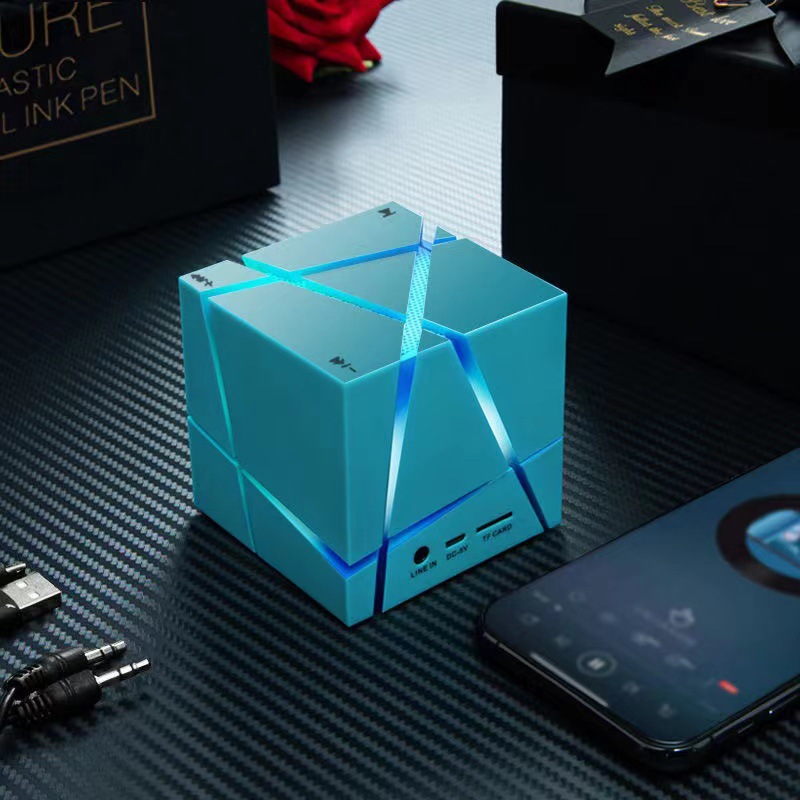 Rubik's Cube Bluetooth Smart Speaker Colorful Lights Mobile Phone Subwoofer Portable Wireless Mini Card AI Speaker Gift