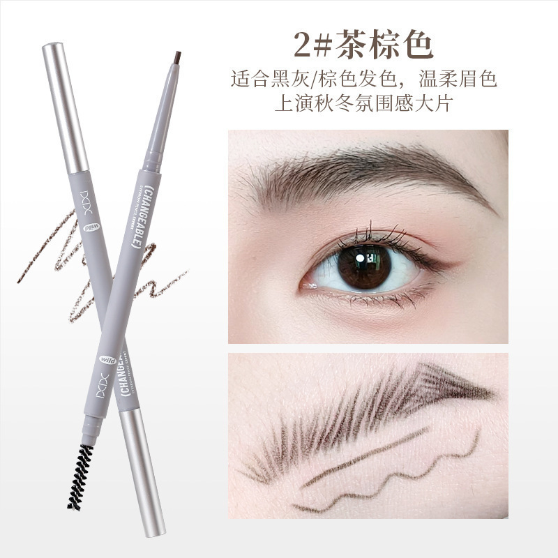 Makeup xixi Stereo Outline Fog Sense Eyebrow Pen Natural Color Rendering Root and Root Waterproof Double Eyebrow Pen