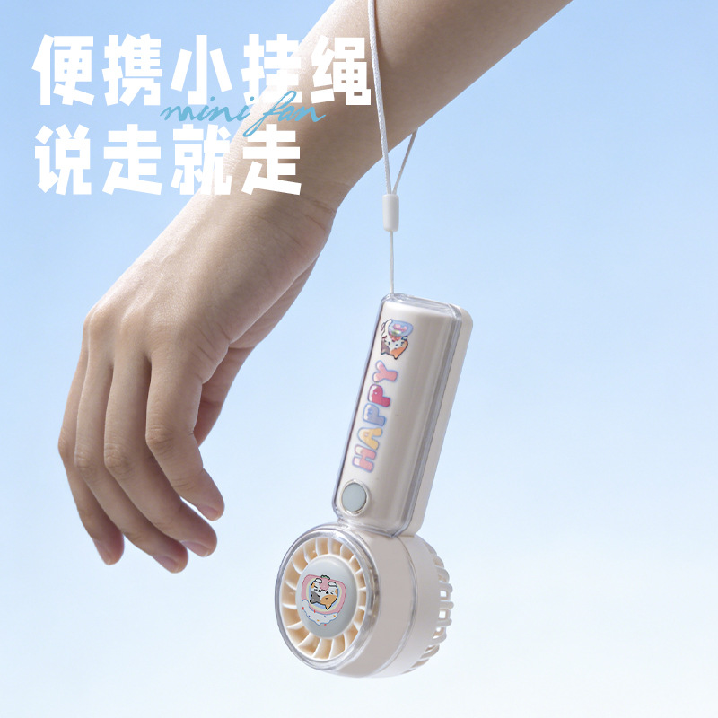Cartoon Portable Handheld Fan USB Charging Outdoor Lanyard Fan Cute Turbo Fan