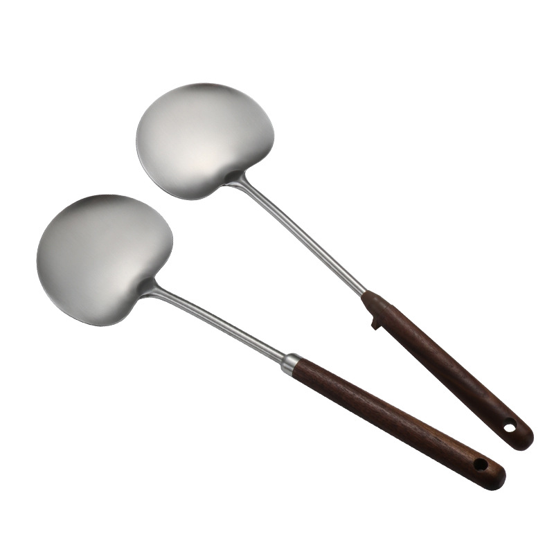 Stainless Steel Spatula Home Kitchen Mushroom Spatula Frying Pan Spatula Long Handle Anti-Scald High Temperature Resistant Cooking Spoon Kitchen Utensils