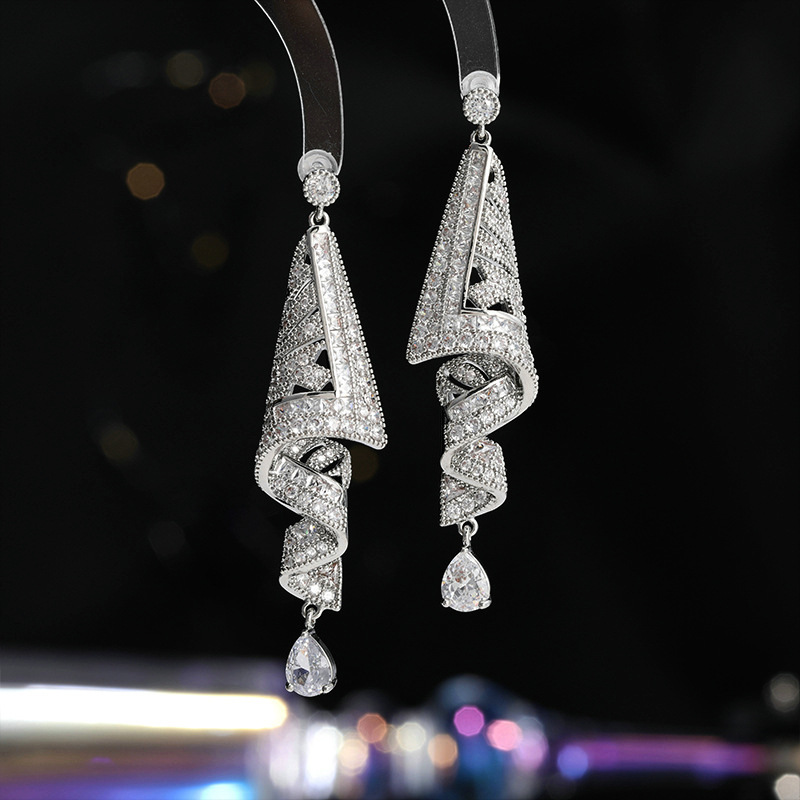 Heavy Craft Earrings Geometric Niche Ethnic Style Earrings s925 Silver Needle Earrings for Women