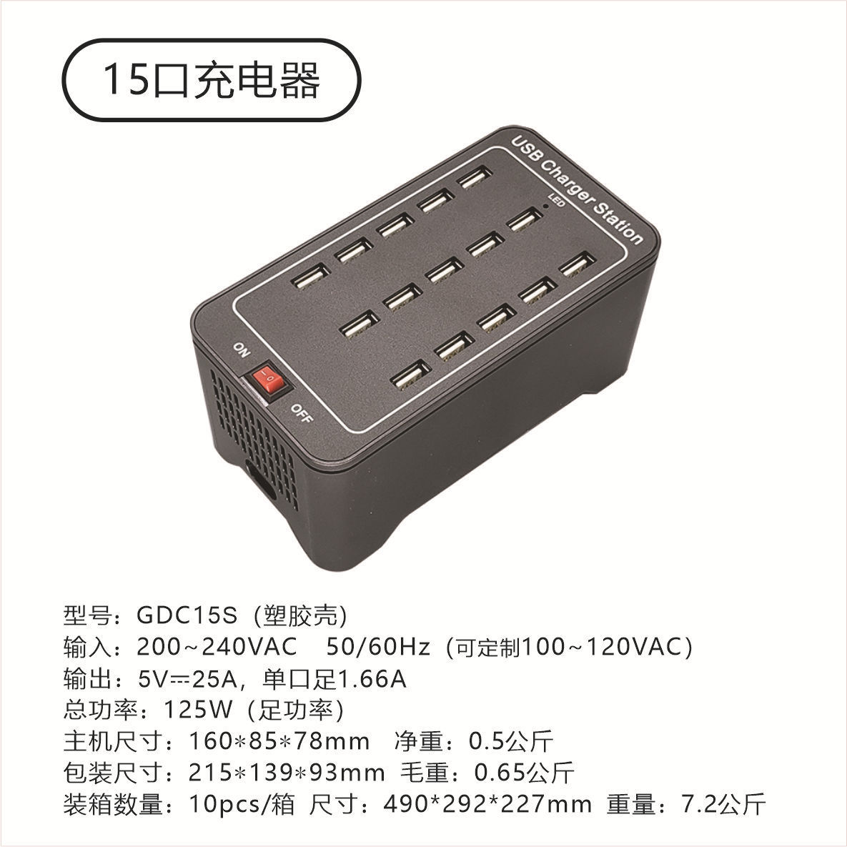 美规 AC 110V · GDC15S（塑胶15口25A单口1.7A）