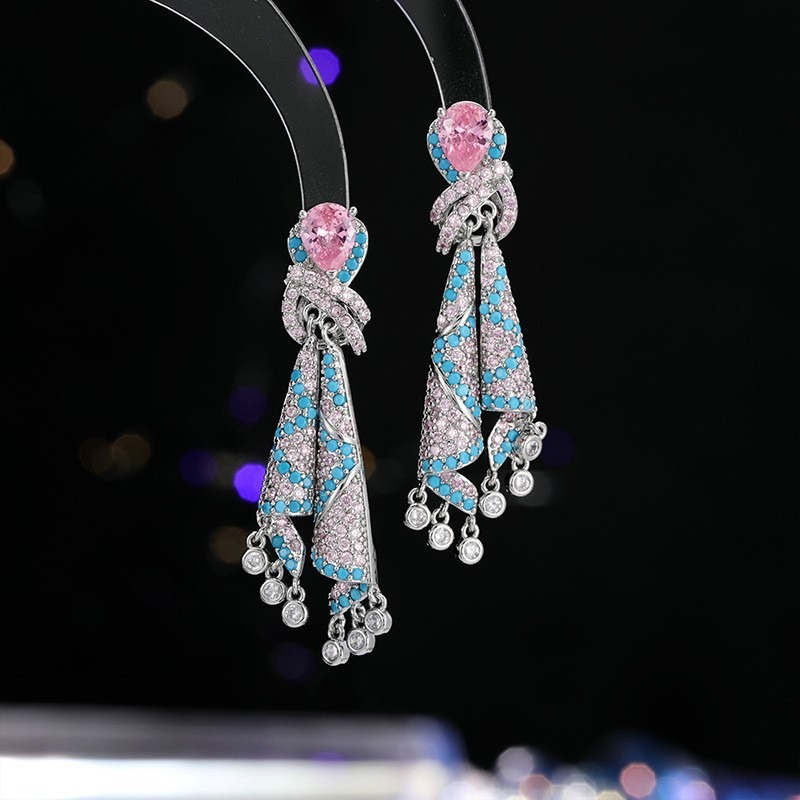 Heavy Craft Earrings Geometric Niche Ethnic Style Earrings s925 Silver Needle Earrings for Women