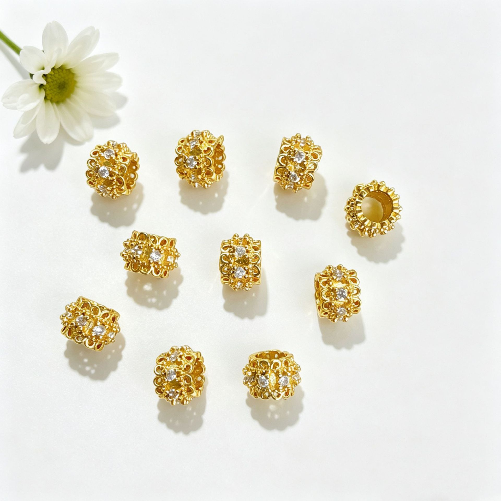 Copper plated 18K small waist spacer beads jewelry bracelet necklace spacer beads crystal pearl DIY accessories materials