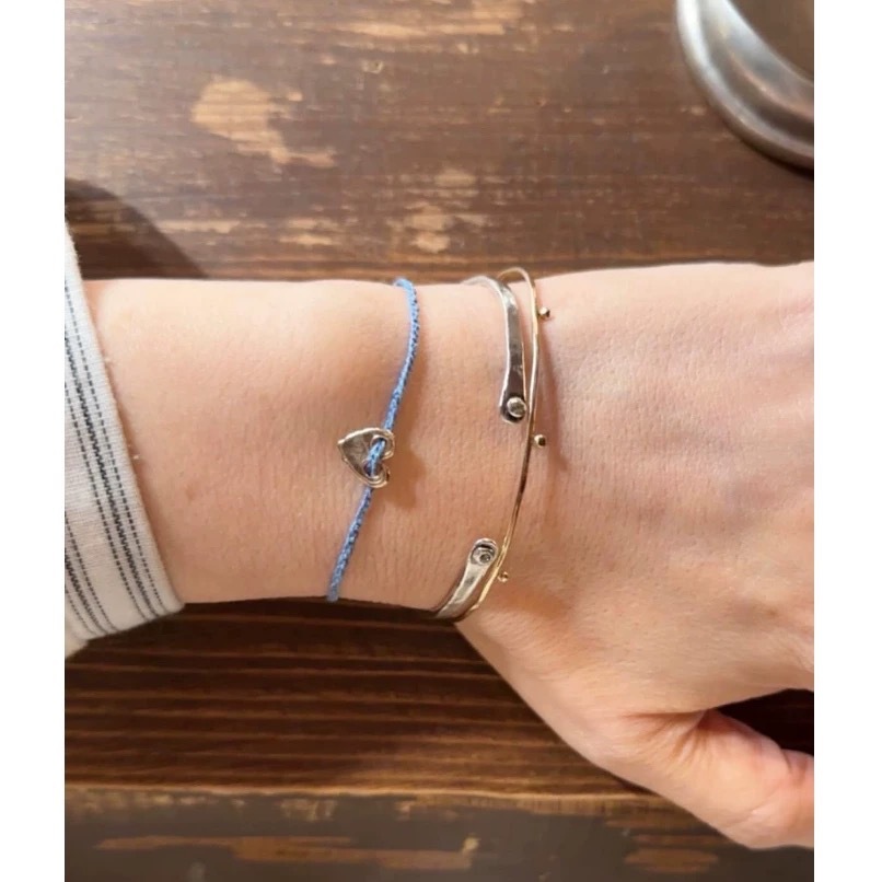 Small colorful heart bracelet simple S925 sterling silver multicolor handmade woven rope for women