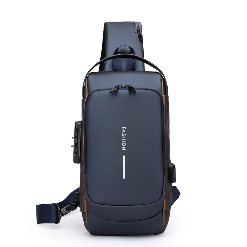 Men's motorcycle password lock anti-theft chest bag shoulder bag cycling backpack multifunctional USB crossbody bag