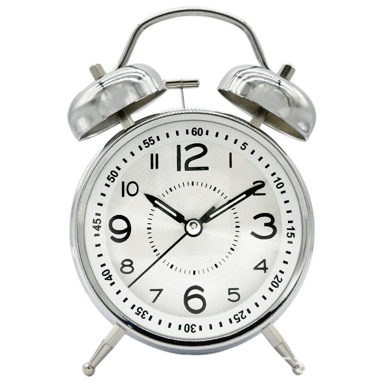 4-inch Metal Bell Alarm Clock Aishida Movement Charging Silent Glow with Light Student Children Alarm Clock