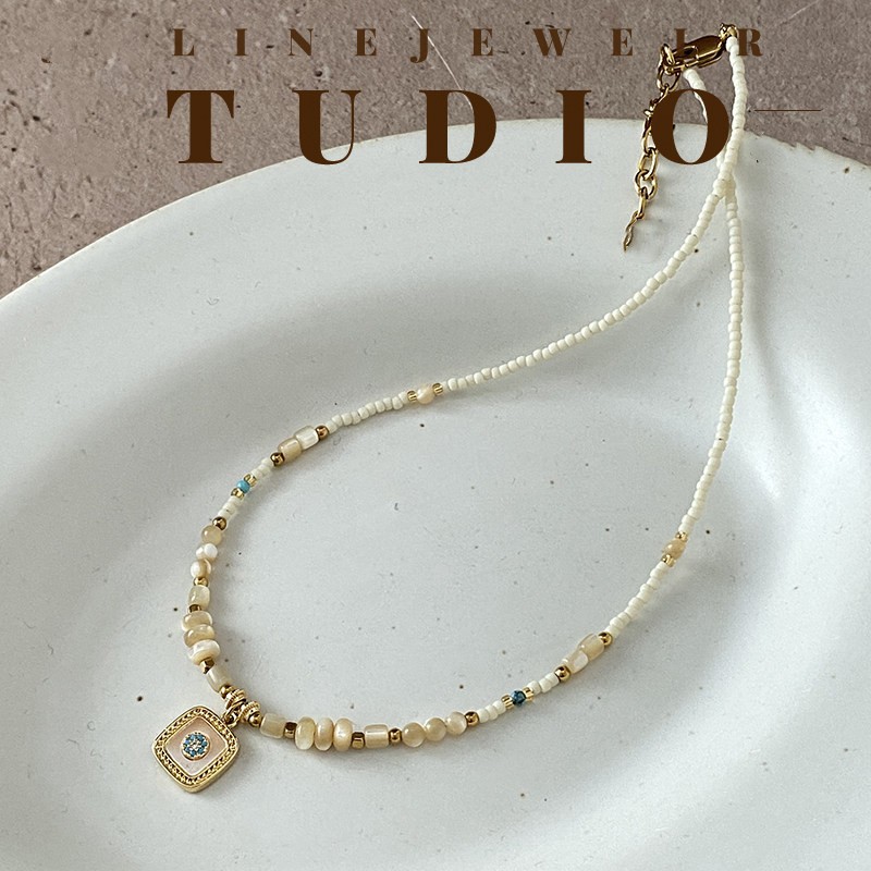 「Lingbai」Original natural shell necklace, niche collarbone chain