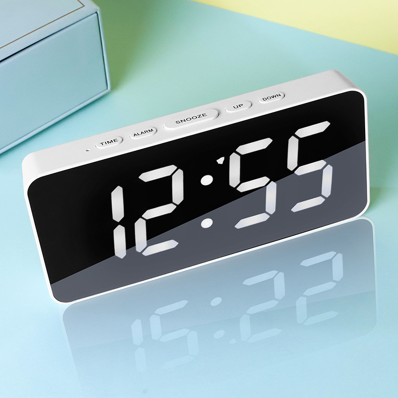 LED Digital Alarm Clock Silent Mirror Clock Multi-function Night Light Electronic Clock Lazy Clock Snooze Function