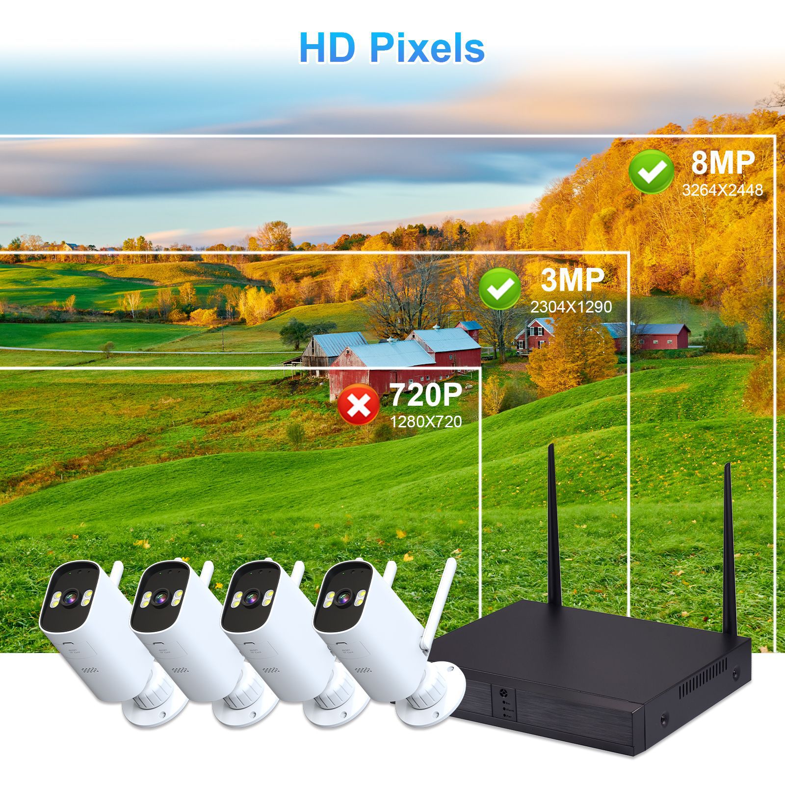NVR Hard Disk Recorder Kit icsee Waterproof Camera Wireless HD CCTV Surveillance Package