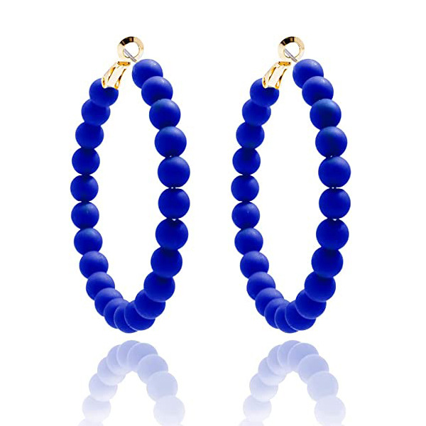 Summer Colorful Acrylic Bead Round Earrings Bohemian Handmade Women's Earrings