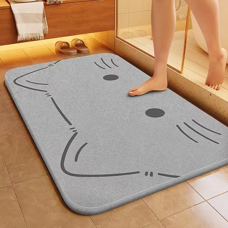 Soft diatom mud bathroom quick-drying floor mat, non-slip, fast-drying toilet door mat, home carpet
