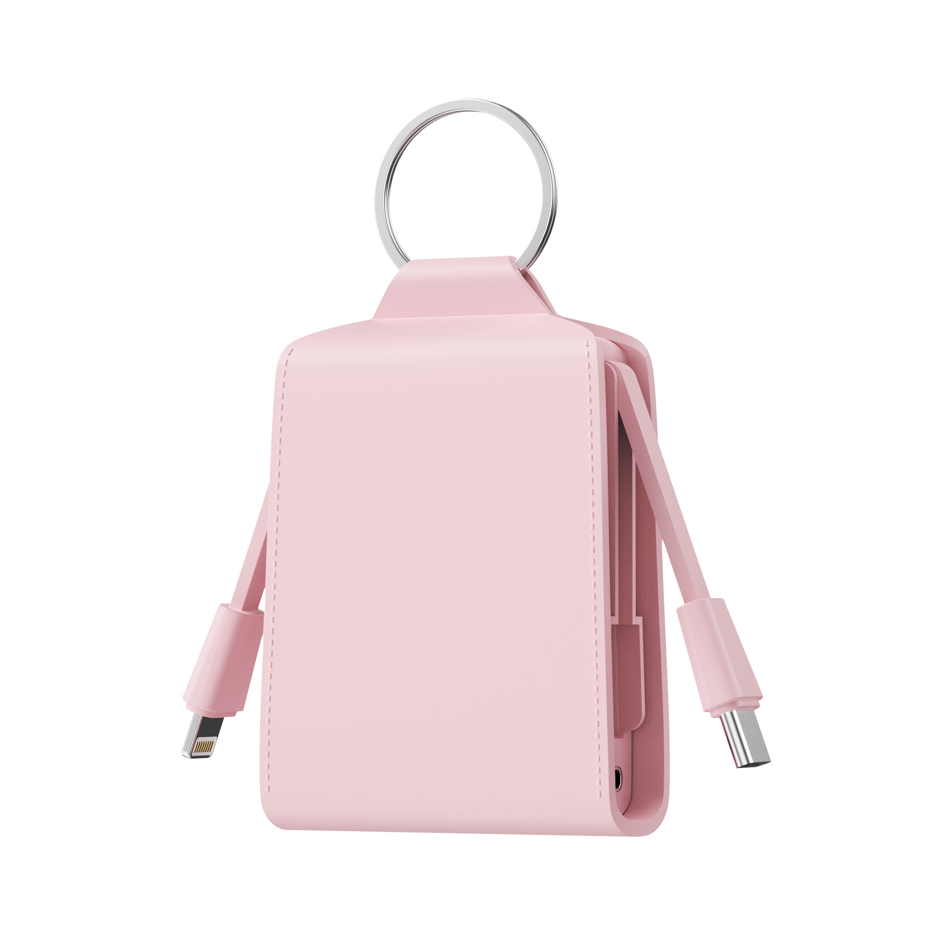 New mini power bank dual-line emergency power bank with keychain small hanging bag