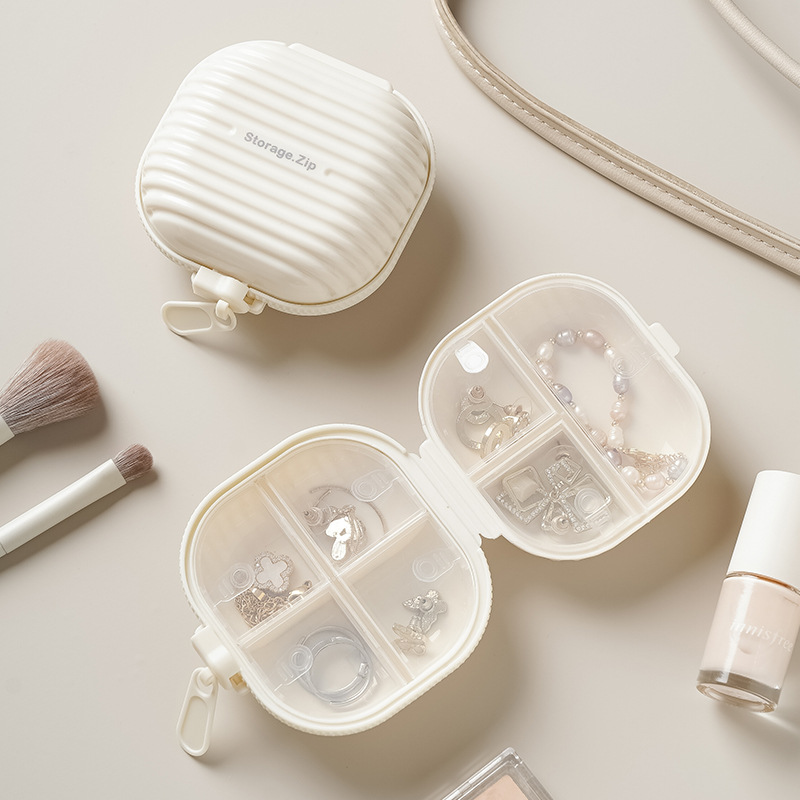 Zipper pill box mini portable sealed partition pill jewelry storage box small pill box three meals a day