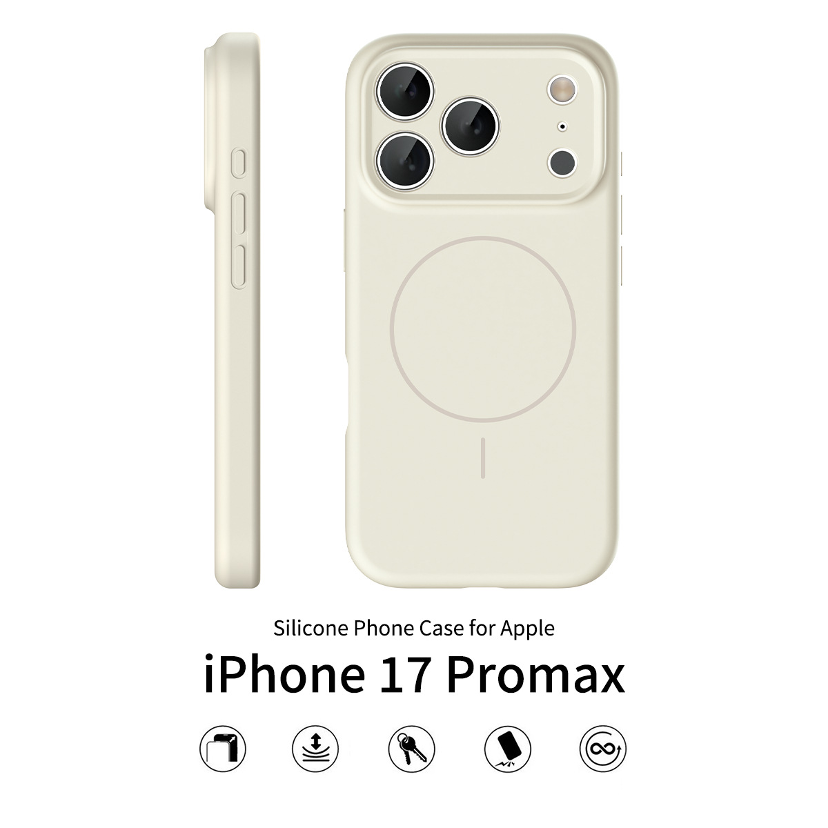 Silicone case for iPhone 17 Pro Max solid color anti-falling