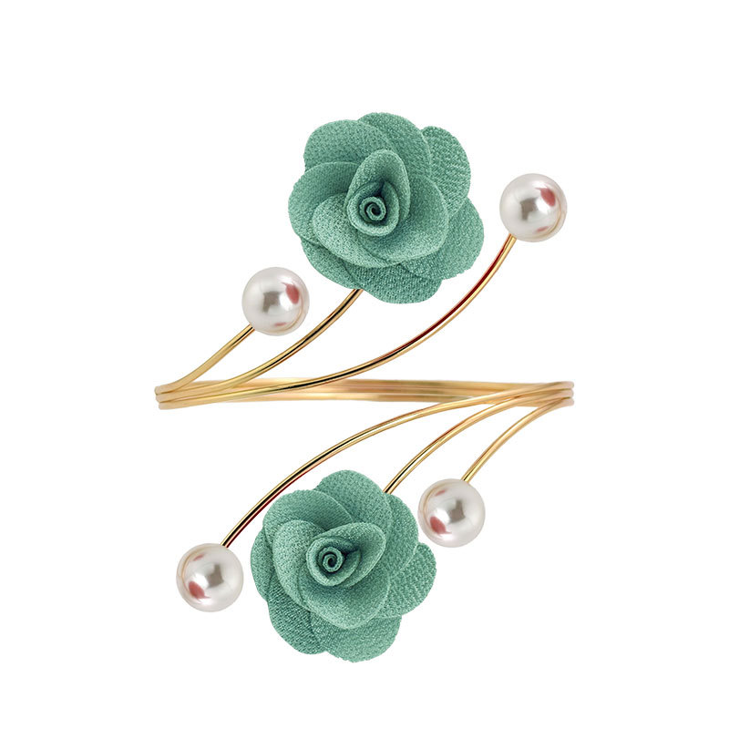 New metal open adjustable simulated pearl three-dimensional flower arm ring niche accessory
