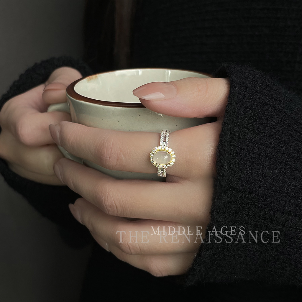Vintage Geometric Zircon Ring Collection Index Ring Open Adjustable Hand Jewelry