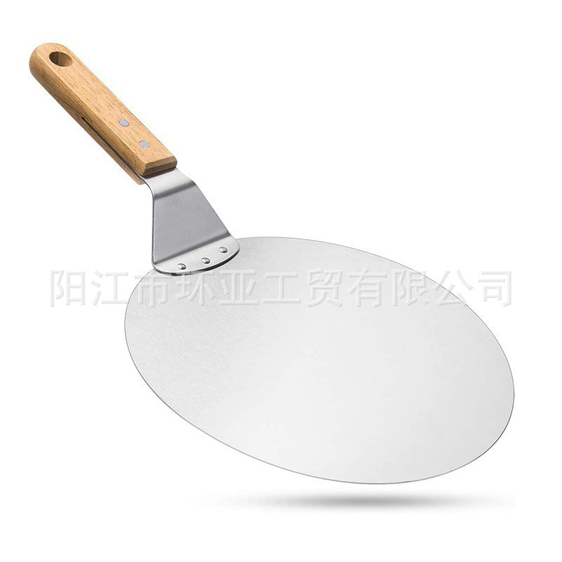 Wooden Handle Spatula 3-Piece Set Pizza Household Spatula Cake Stainless Steel Knife Tool Transfer Triangle Spatula Pastry Wheel