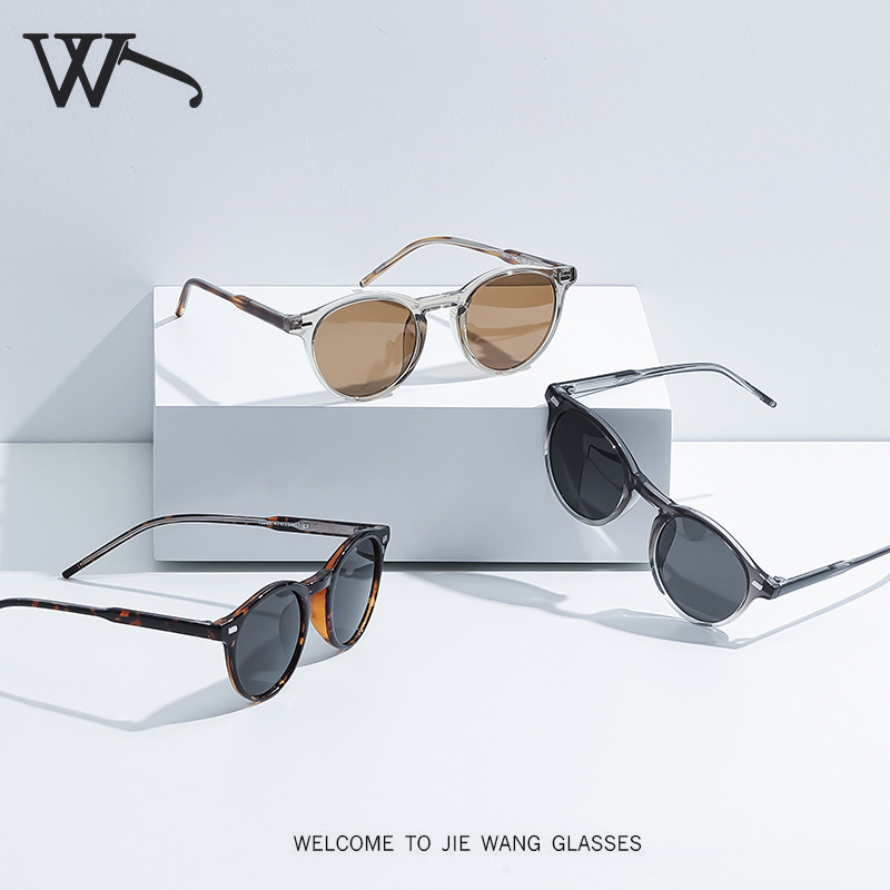 New Brown Round Frame Sunglasses TR Pin Leg UV Protection Polarized Sunglasses