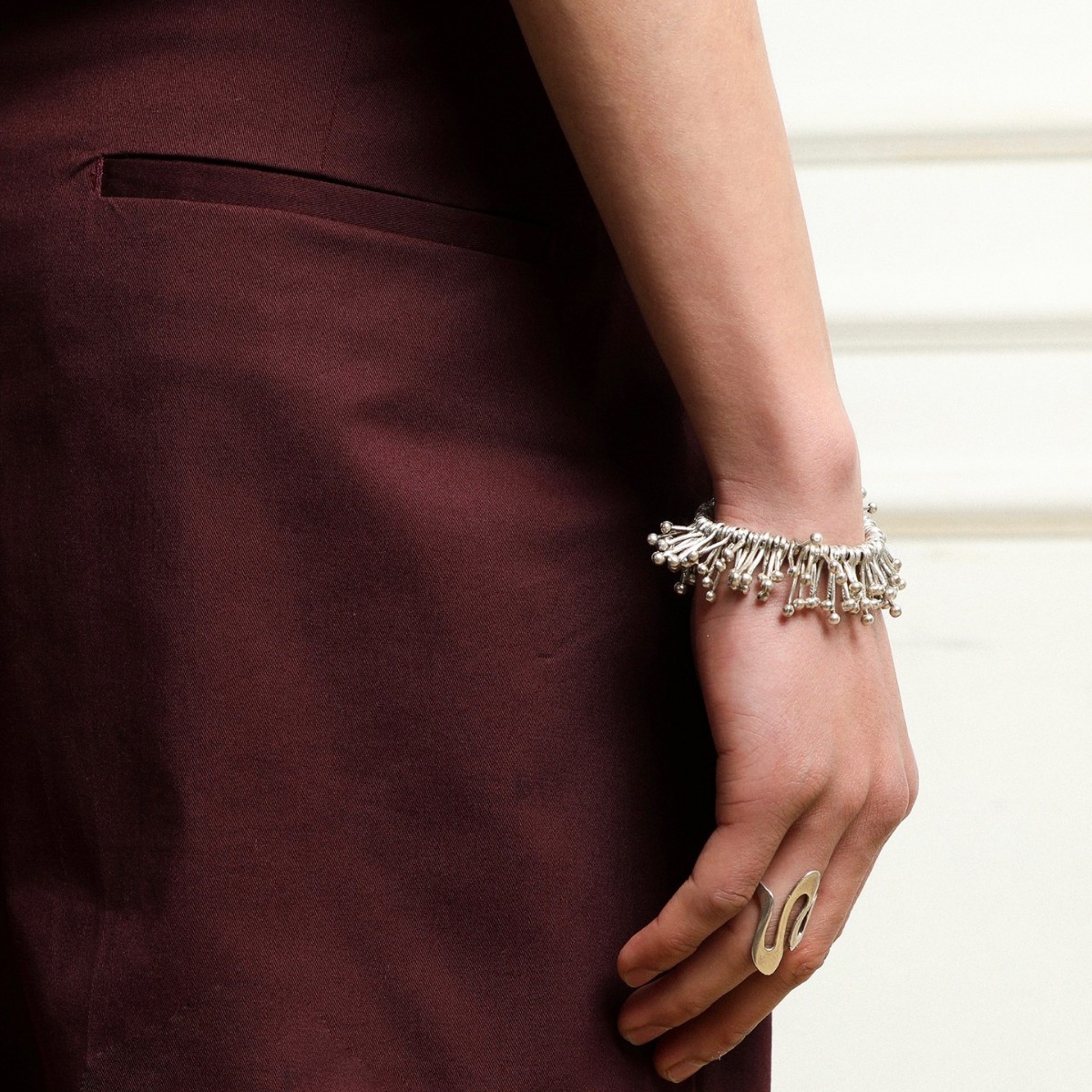 New symbiotic plant irregular bracelet, handmade galvanized silver neutral design seaweed bracelet, unisex