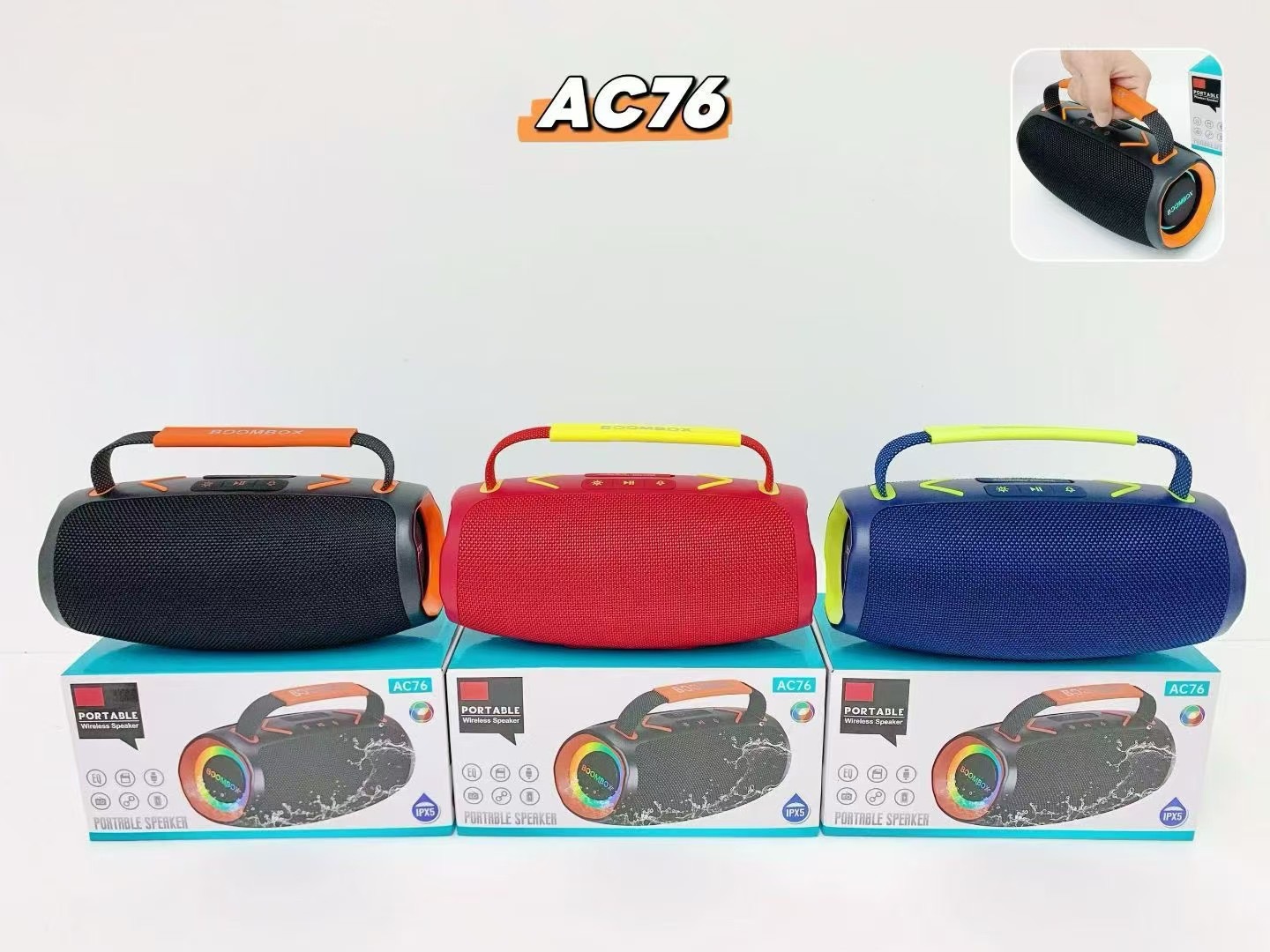 New product AC76 dual speaker portable Bluetooth speaker outdoor 30W high-power subwoofer portable RGB light audio