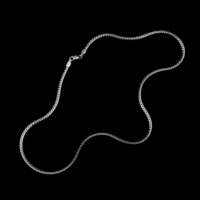 925 silver plated fine cuban chain necklace for men, simple plain chain clavicle chain for men