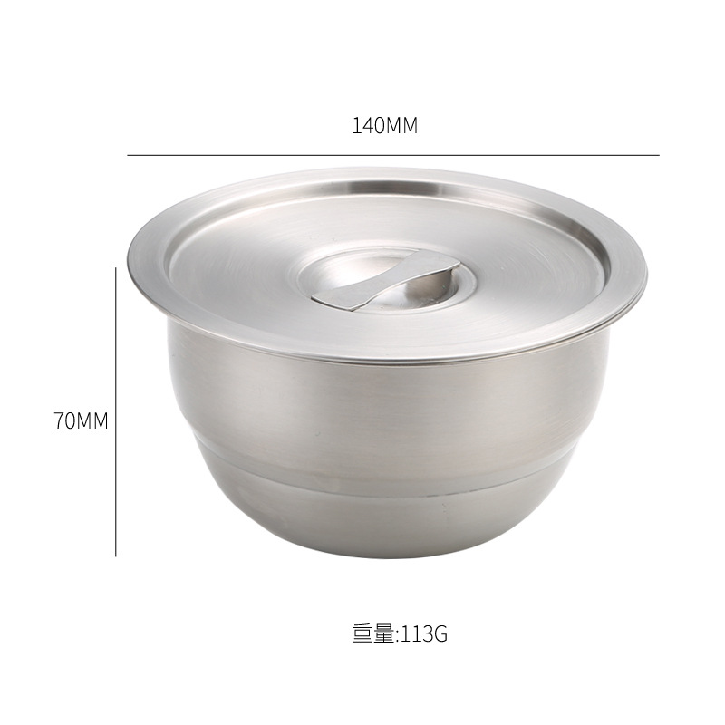 304 stainless steel steamed egg bowl with lid thickened stew bowl rice bowl soup bowl household baby food bowl food grade baby egg custard