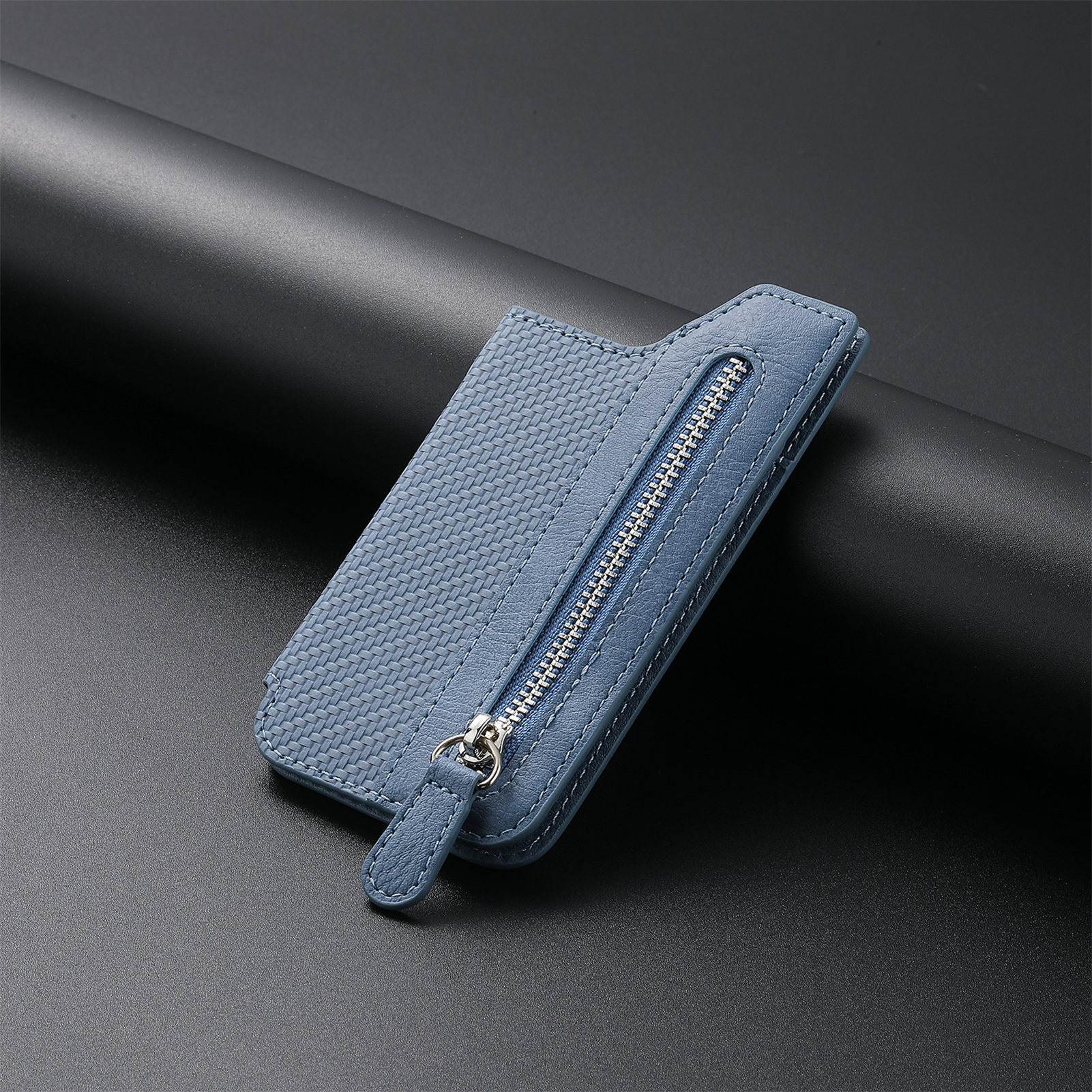 Phone card case card holder left-right flip multi-card slot zipper phone bag back sticker card case