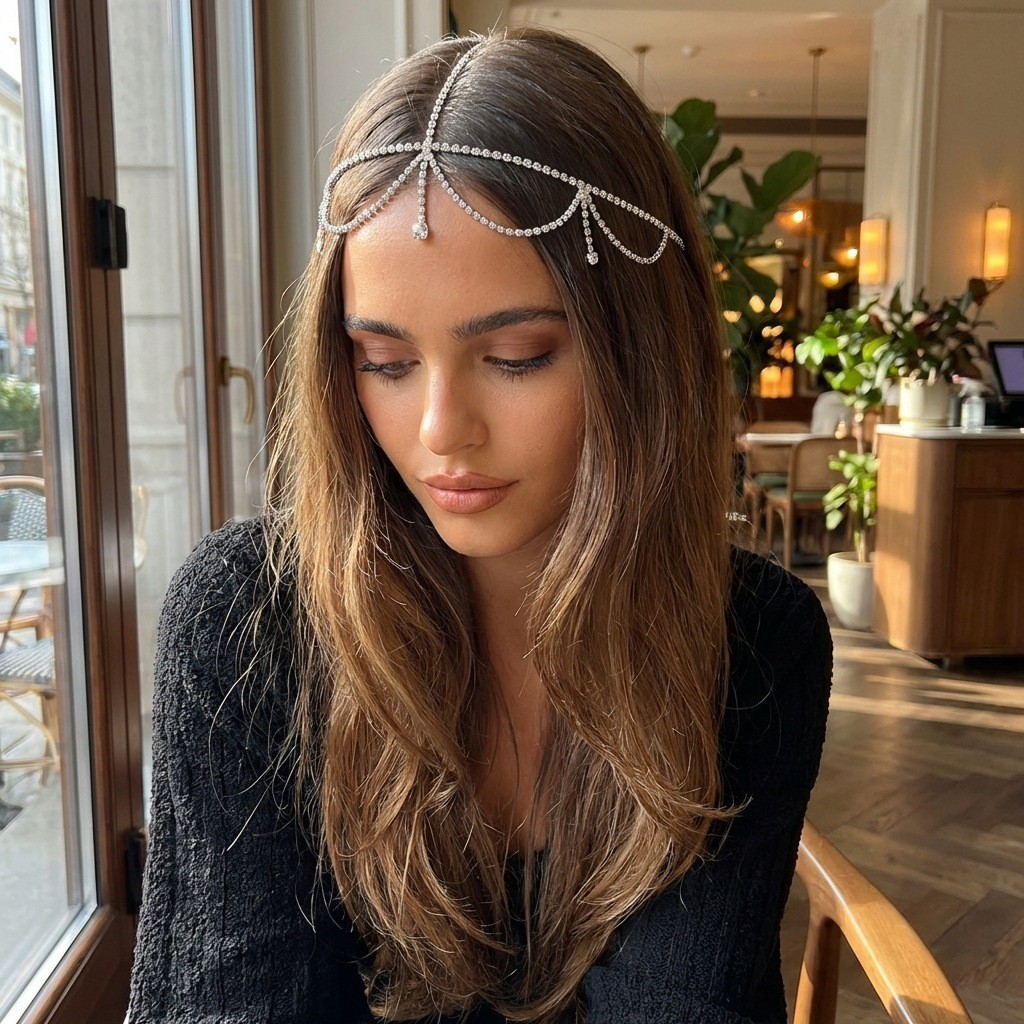 Exotic Rhinestone Chain Headband Headpiece Bride Hairband Accessories