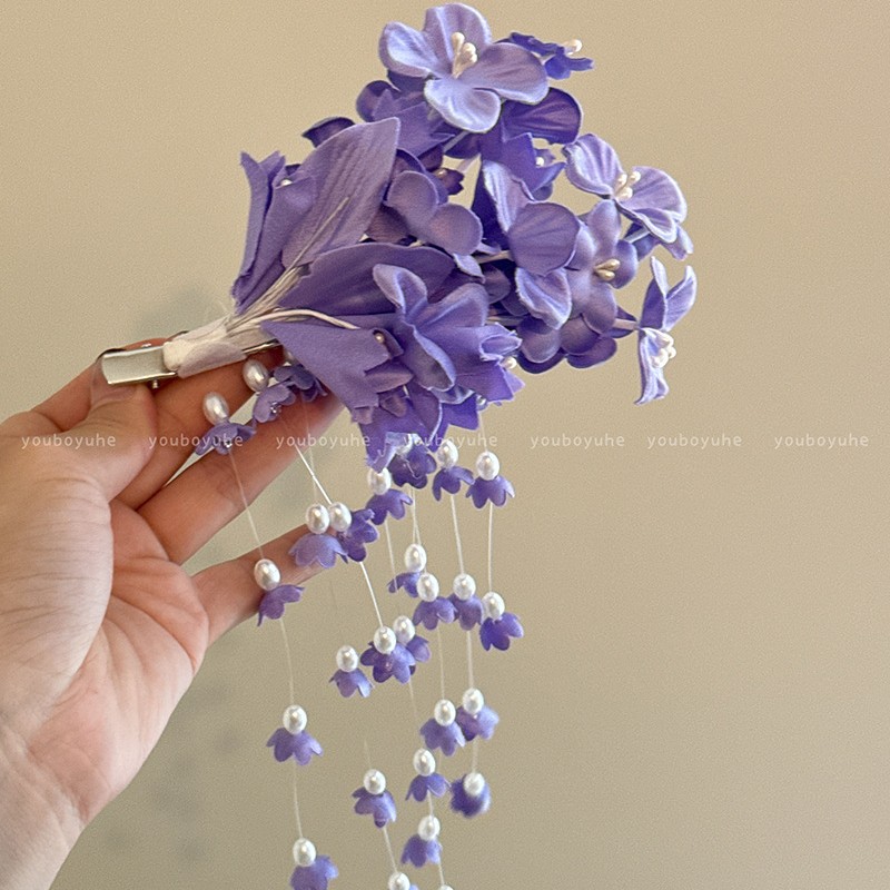 Super fairy lily of the valley tassel side hair clip women princess hair accessories 2025 new Hanfu flower headwear