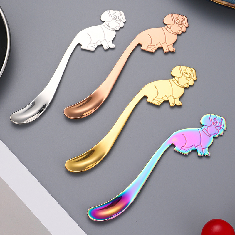 304 stainless steel spoon, line dog tableware, coffee hanging cup spoon, dessert stirring spoon, cartoon spoon