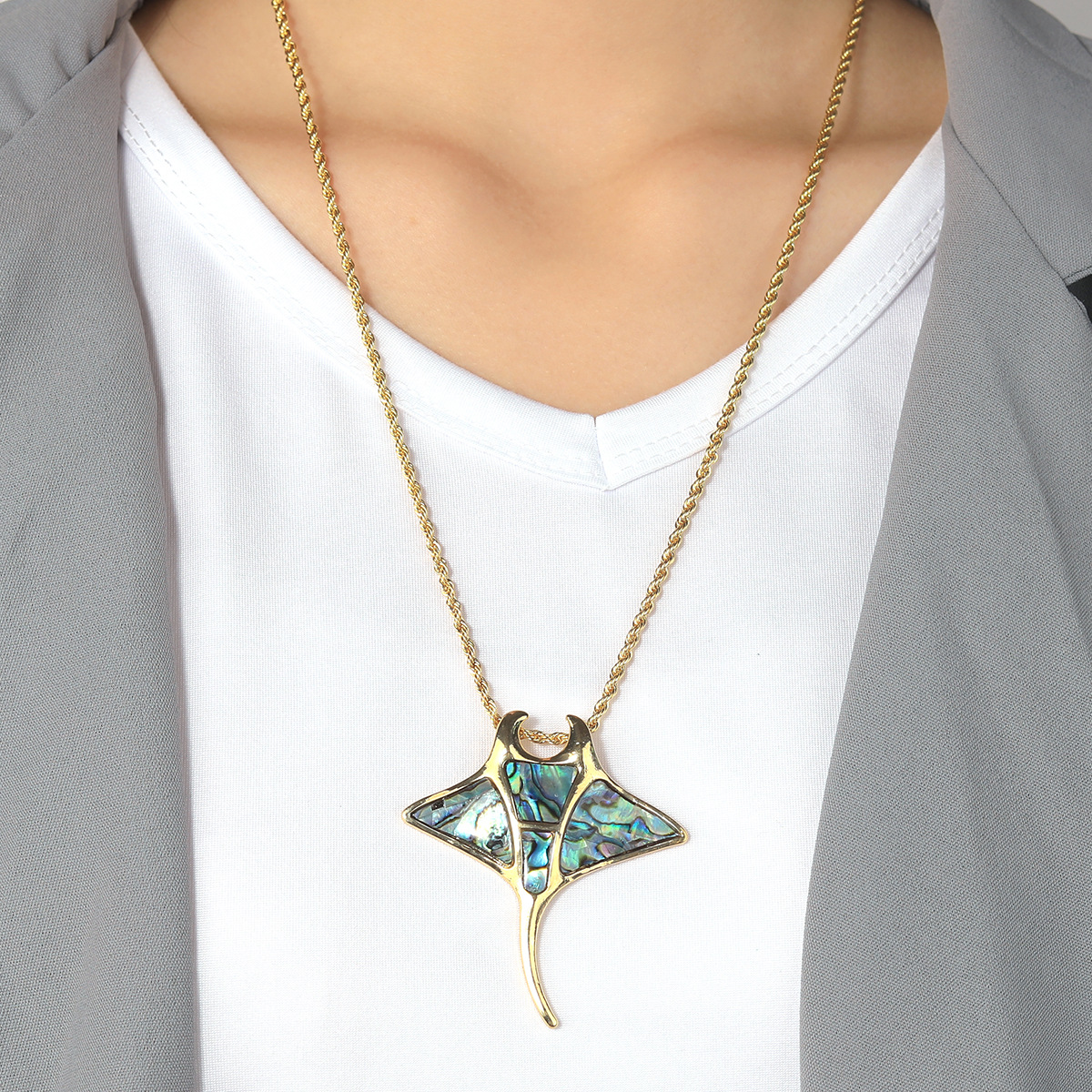 Summer Abalone Shell Applique Necklace Jewelry Set Women's Two-Piece Set