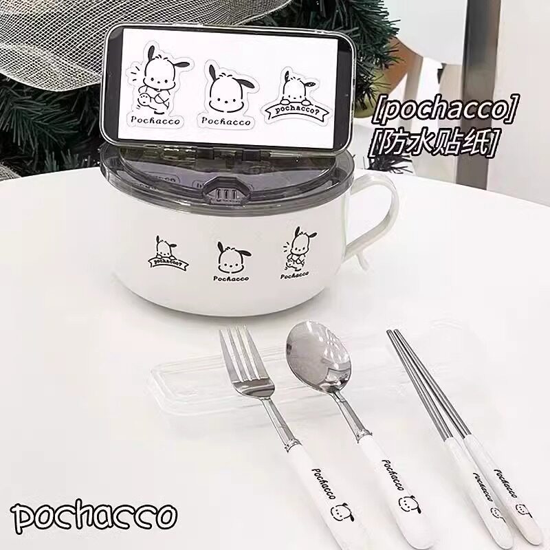 Stainless steel instant noodle bowl with cutlery and lid, student dormitory fruit bowl, drainable rice bowl, large capacity Japanese-style lunch box